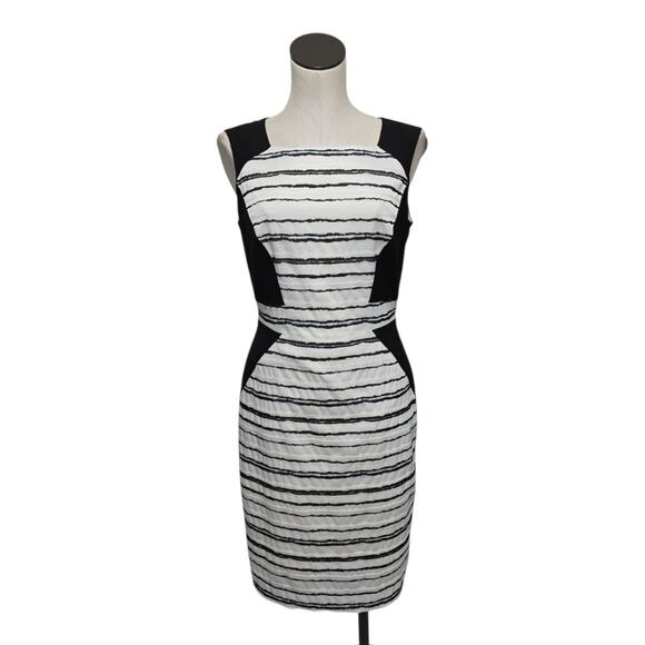 Antonio Melani Womens Sheath Dress Size 6 Black White Pencil Sleeveless Career - Picture 1 of 10